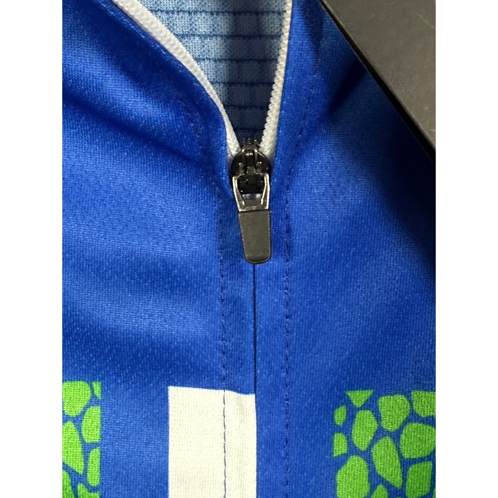 4ucycling Mens Short Sleeve Cycling Jersey Blue Geometric Animal Print Large NWT - Picture 4 of 8